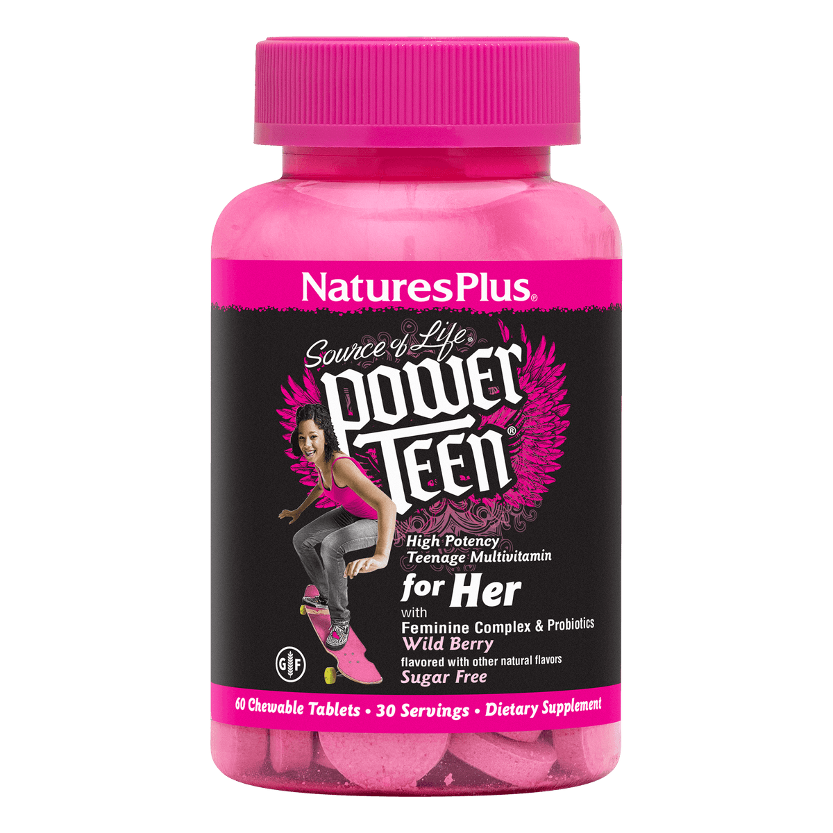 NaturesPlus Source of Life Power Teen For Her – 60 chewable tablets