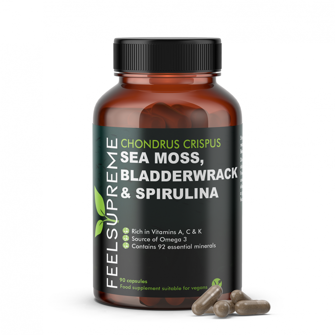 Feel Supreme Sea Moss, Bladderwrack & Spirulina 90 Capsules