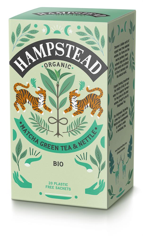 Hampstead Tea Organic Matcha Green Tea & Nettle Tea - 20 Tea Bags