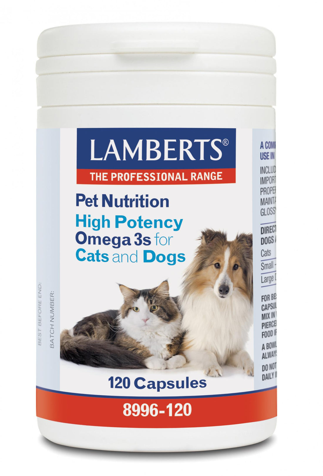 Lamberts Pet Nutrition High Potency Omega 3s for Dogs and Cats 120 Capsules