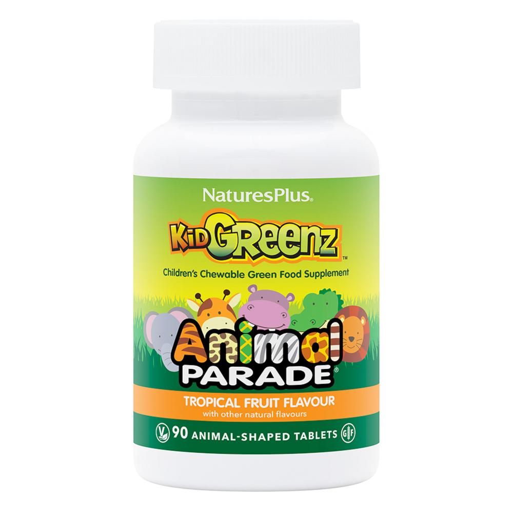 NaturesPlus Animal Parade Kid Greenz Tropical Fruit Flavour 90 Chewable tablets