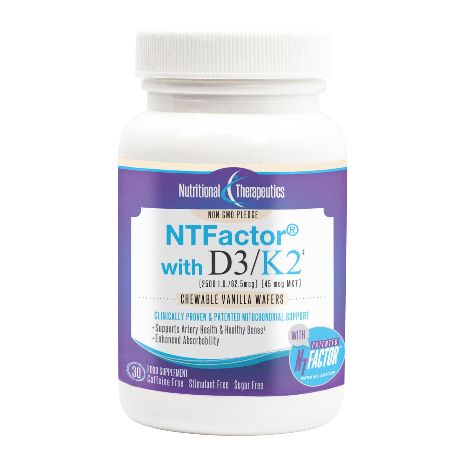 Nutritional Therapeutics NT Factor with D3/K2 Vanilla 30 Chewable wafers