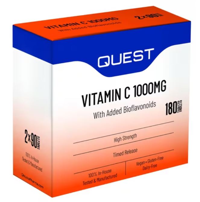 Quest Vitamins Vitamin C 1000mg with Bioflavanoids Timed Release 180 Tablets