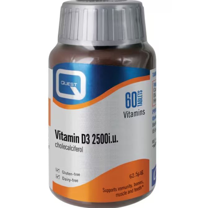 Quest Vitamins Vitamin D3 2500iu Cholecalciferol 60 Tablets