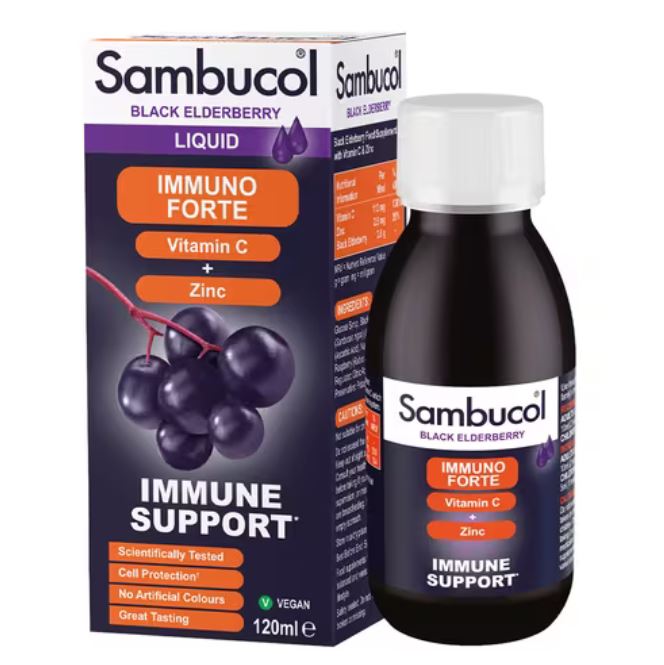 Sambucol Immuno Forte Vitamin C + Zinc Immune Support Liquid 120ml