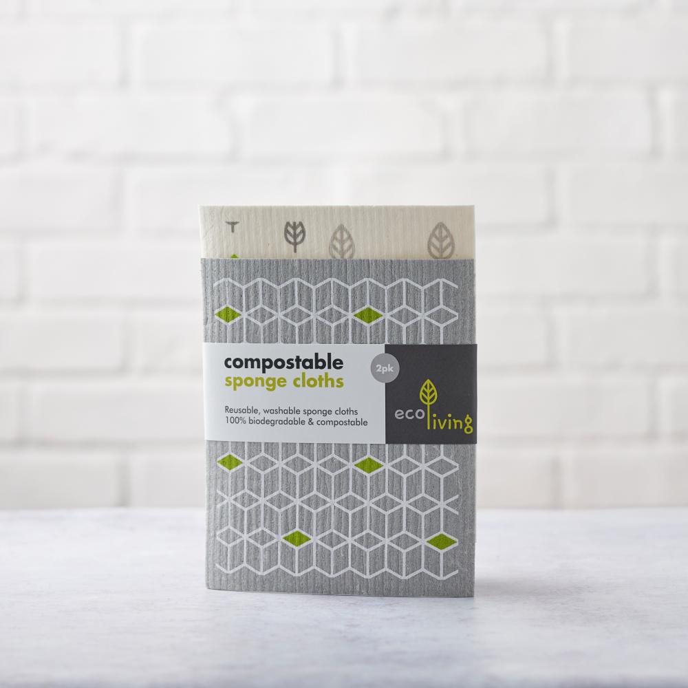 ecoLiving Compostable Sponge Cloths Leaf + Cube (2 Pack)
