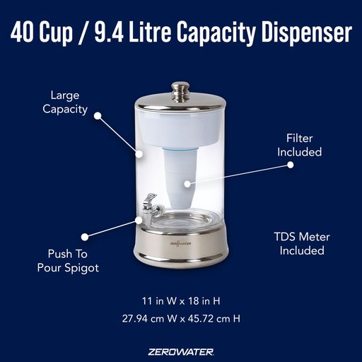 ZeroWater 40-cup / 9.5 Litre Glass Dispenser