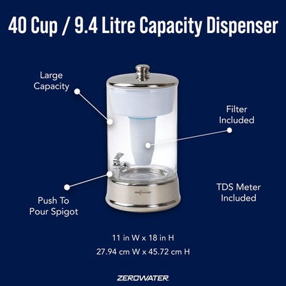 ZeroWater 40-cup / 9.5 Litre Glass Dispenser