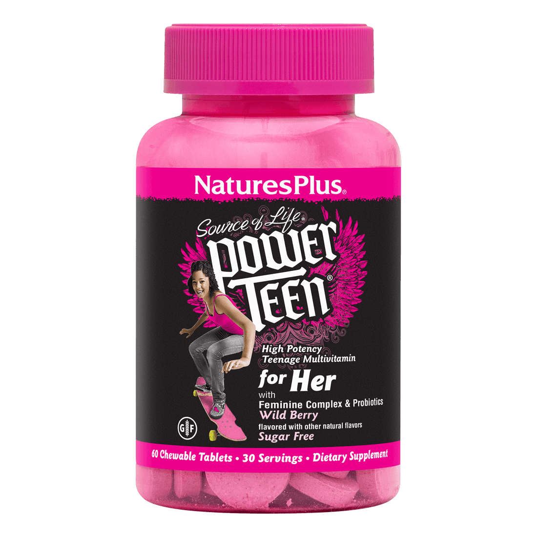 NaturesPlus Source of Life Power Teen For Her – 60 chewable tablets