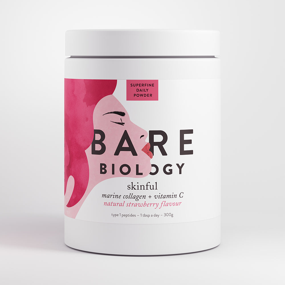 Bare Biology Skinful Marine Collagen + Vitamin C Natural Strawberry Flavour 300g