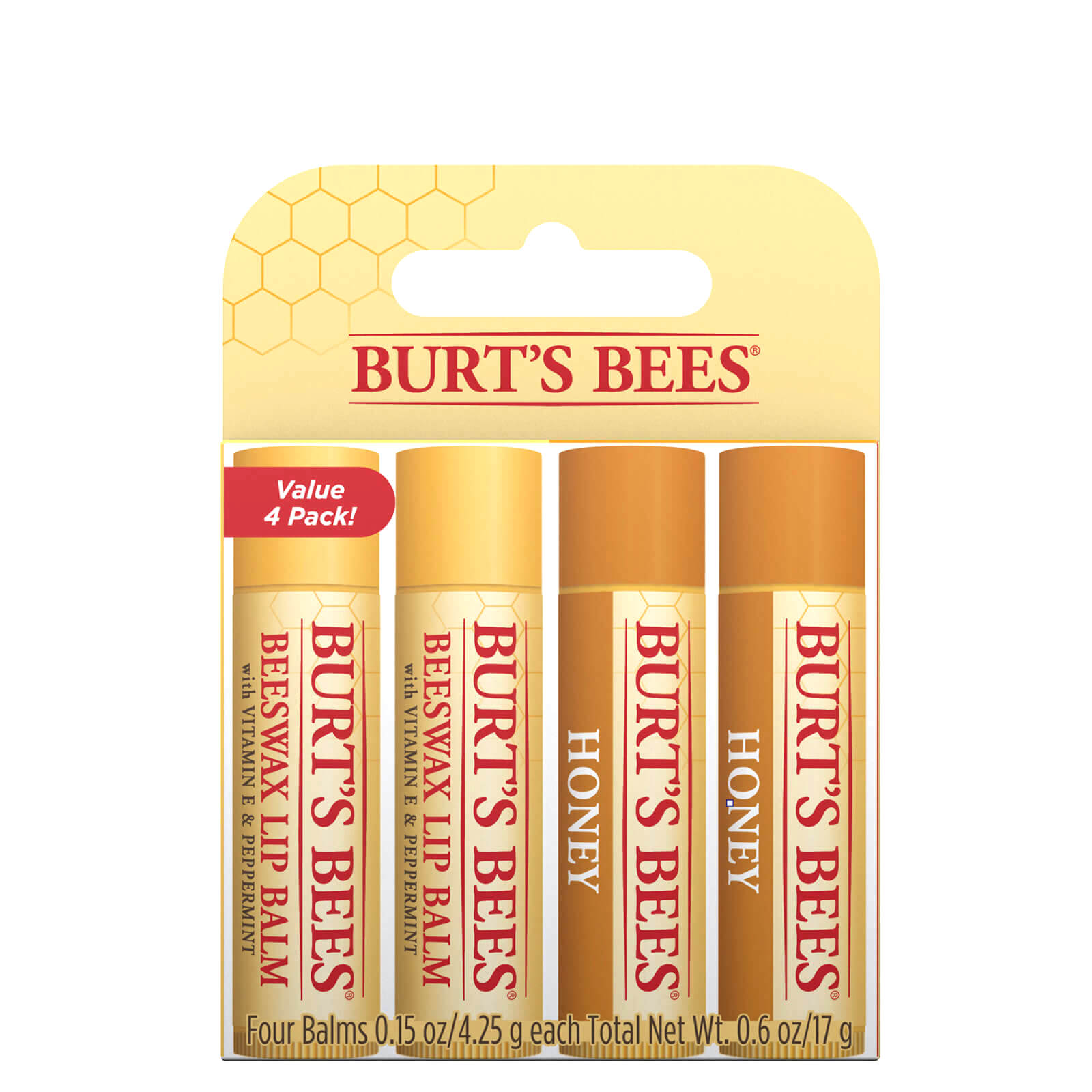 Burts Bees Beeswax &amp; Honey Lip Balm 4 Pack