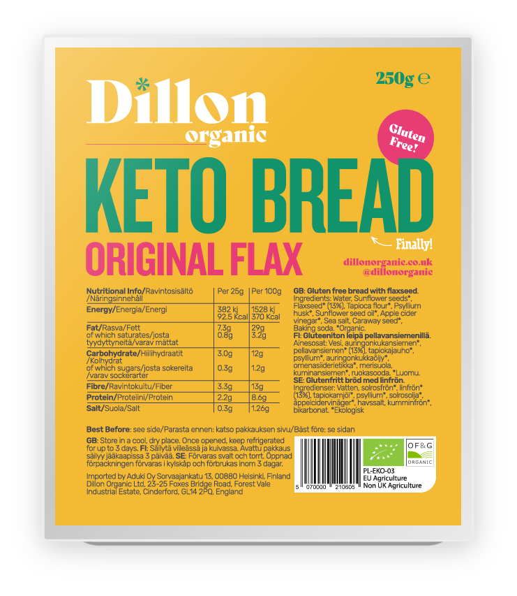 Dillon Organic Keto Bread Original Flax 250g