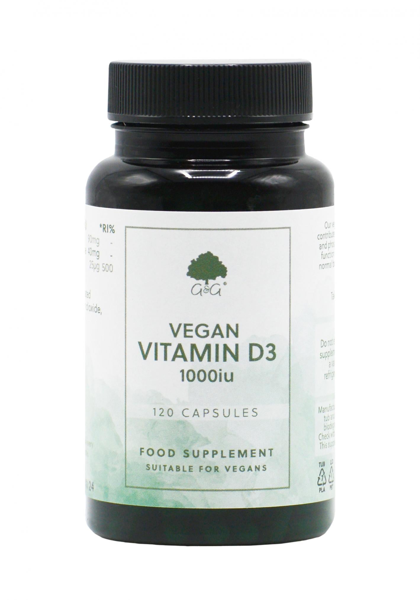 G&amp;G Vitamins Vegan Vitamin D3 1000iu 120 Capsules