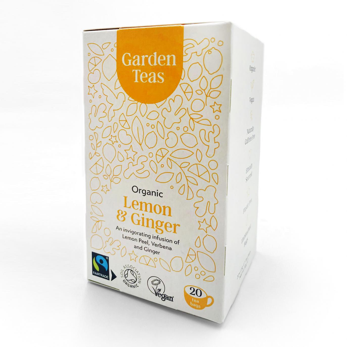 Garden Teas Organic Fairtrade Lemon &amp; Ginger 20 Teabags