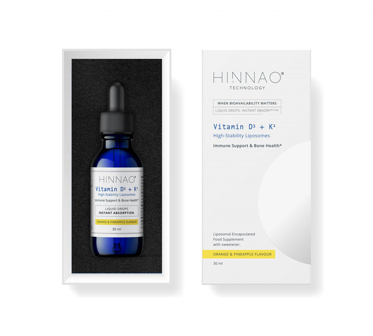HINNAO Technology Vitamin D3 + K2 Orange &amp; Pineapple Flavour 30ml