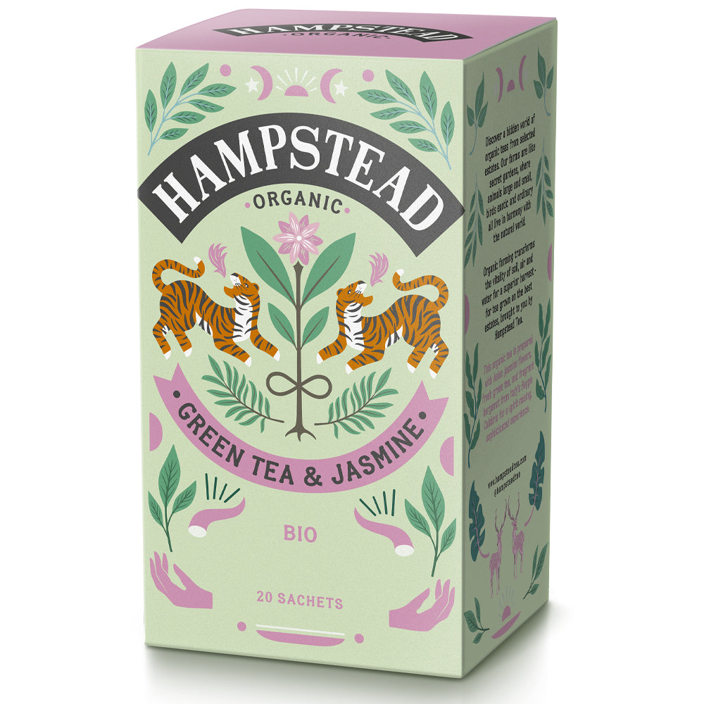 Hampstead Tea Organic Green Tea &amp; Jasmine Tea - 20 Tea Bags