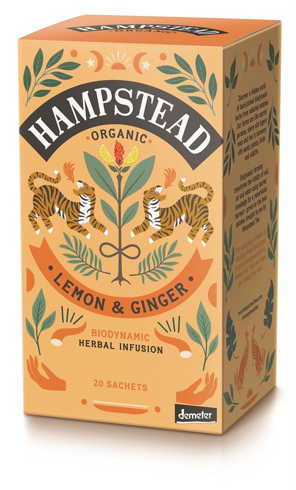 Hampstead Tea Organic Lemon &amp; Ginger Herbal Infusion - 20 Tea Bags