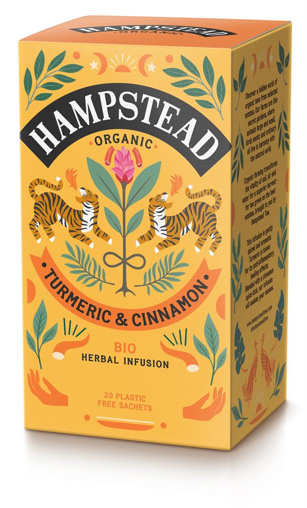 Hampstead Tea Organic Turmeric &amp; Cinnamon Herbal Infusion - 20 Tea Bags