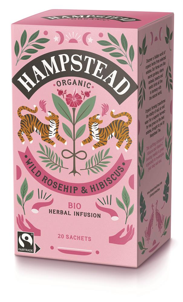 Hampstead Tea Organic Wild Rosehip & Hibiscus Tea - 20 Tea Bags