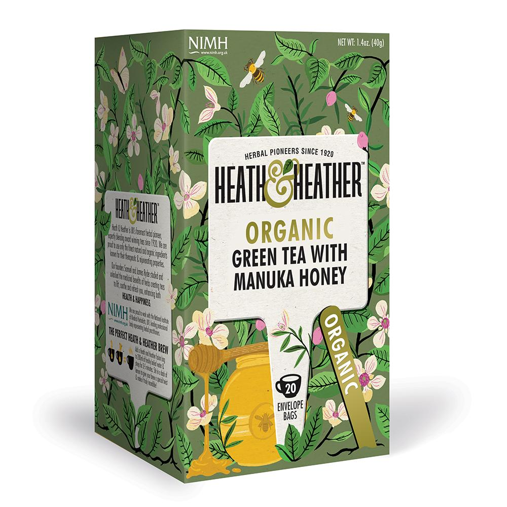 Heath and Heather Organic Green Tea with Manuka Honey 20 Tea Bags