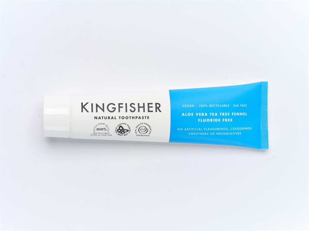 Kingfisher Natural Toothpaste Aloe Vera Tea Tree Fennel Fluoride Free 100ml