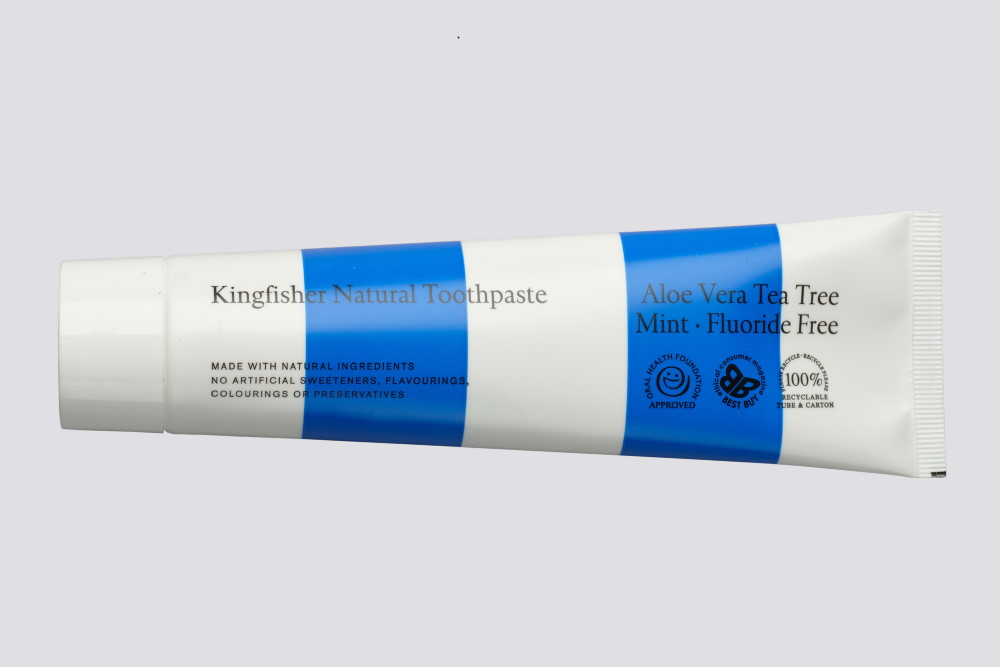 Kingfisher Natural Toothpaste Aloe Vera Tea Tree Mint Fluoride Free 100ml