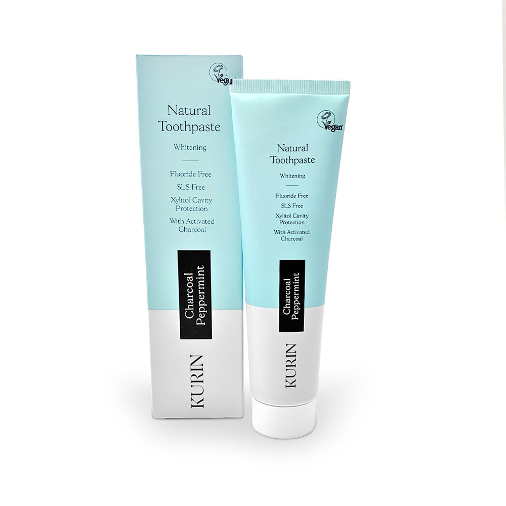 Kurin Natural Toothpaste Whitening Fluoride Free Charcoal Peppermint 100ml