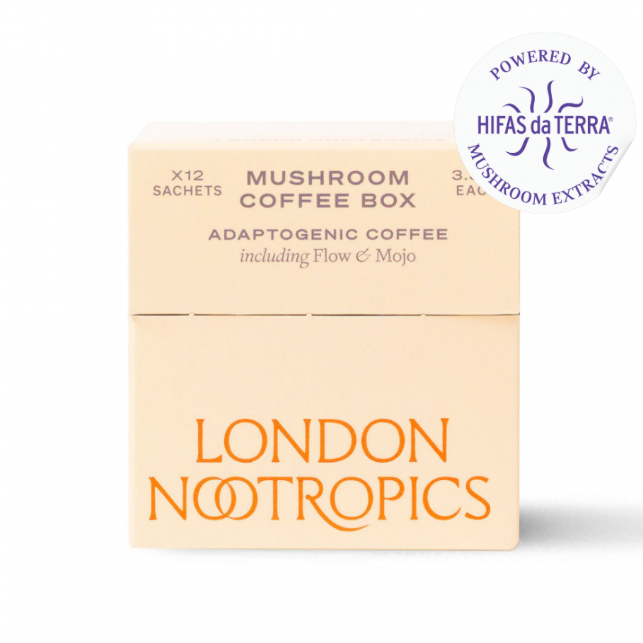 London Nootropics Mushroom Coffee Box Adaptogenic Coffee Flow + Mojo 12 Sachets