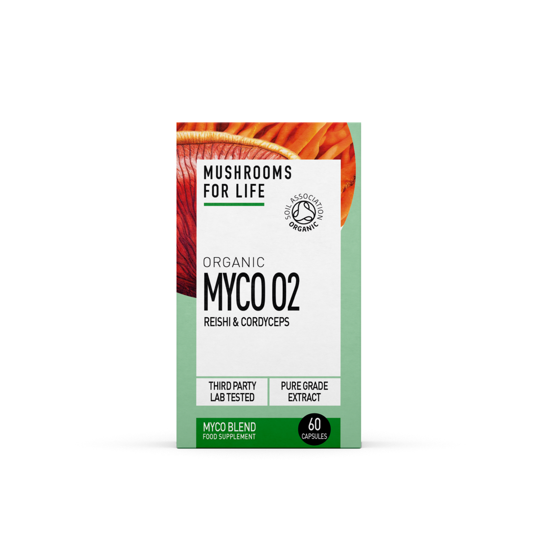 Mushrooms For Life Organic Myco O2 Reishi &amp; Cordyceps 60 Capsules