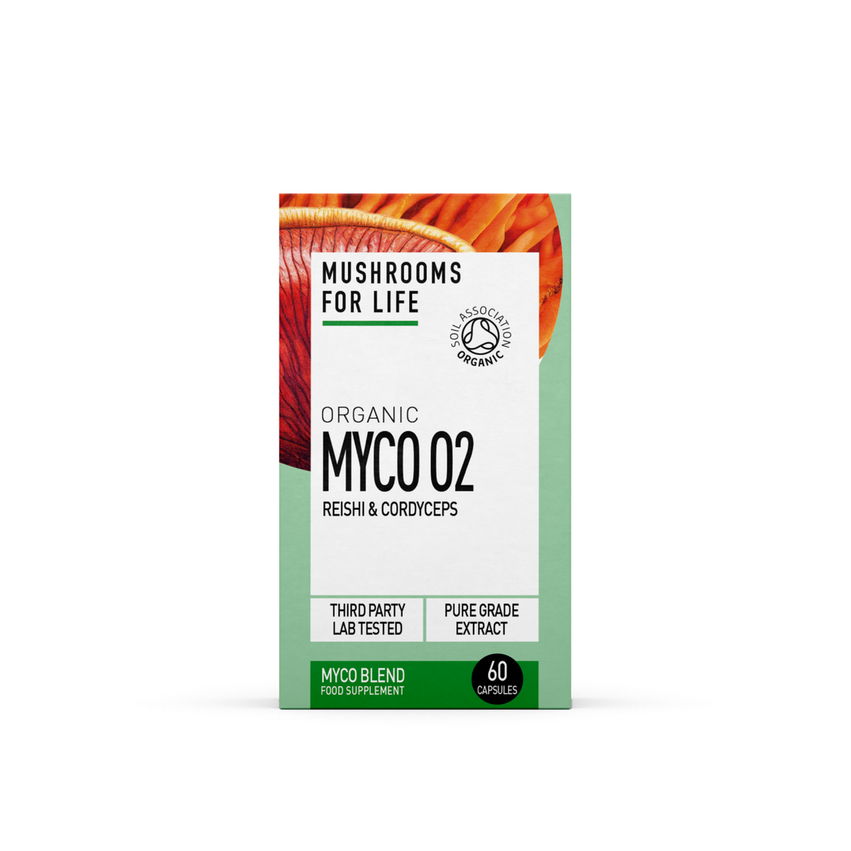 Mushrooms For Life Organic Myco O2 Reishi &amp; Cordyceps 60 Capsules