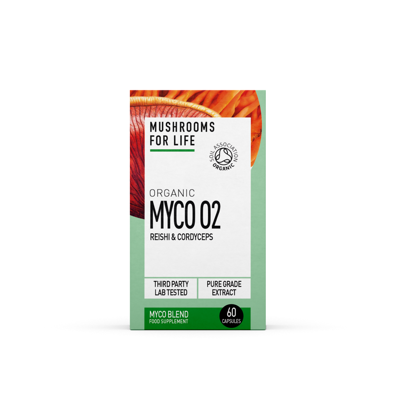 Mushrooms For Life Organic Myco O2 Reishi &amp; Cordyceps 60 Capsules