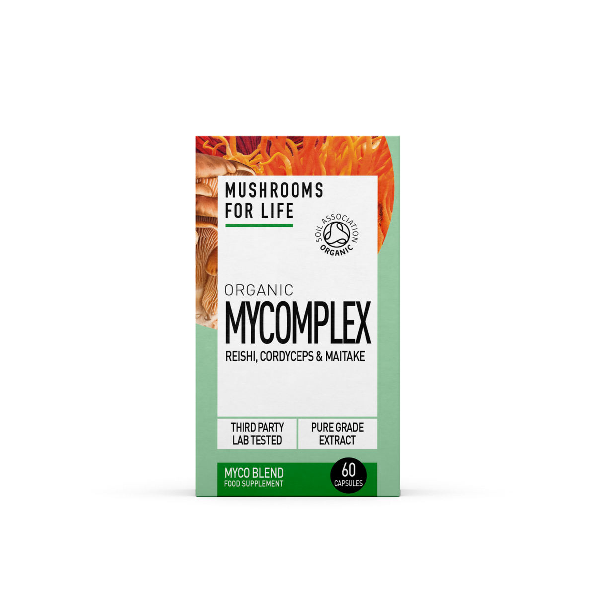 Mushrooms For Life Organic Mycomplex Reishi, Cordyceps &amp; Maitake 60 Capsules