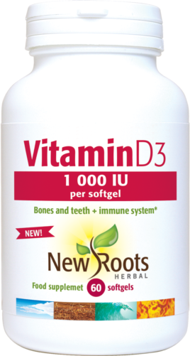 New Roots Herbal Vitamin D3 1000iu 60 Softgels