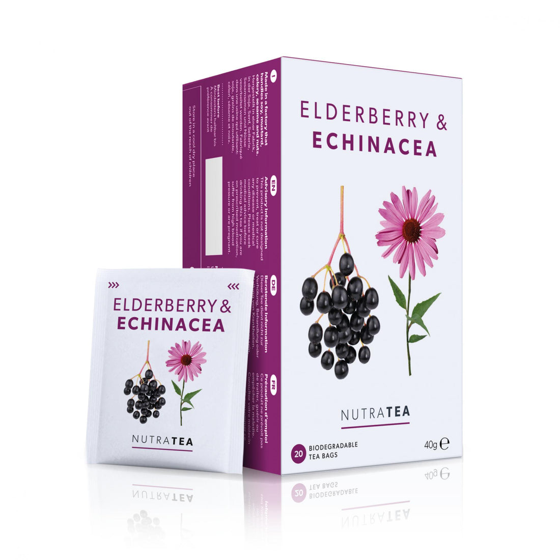 Nutratea Elderberry &amp; Echinacea Tea Bags 20 Tea Bags, 40 g