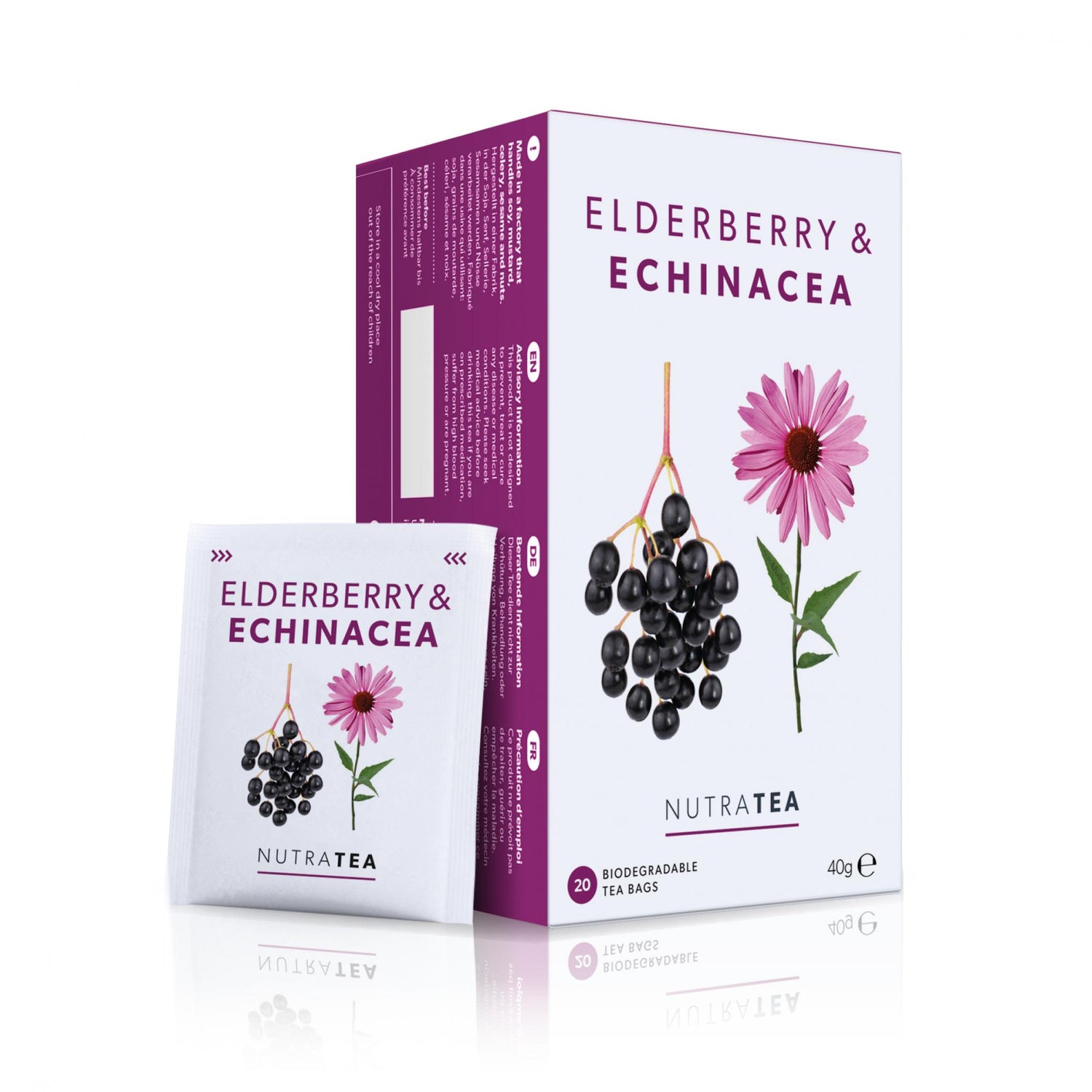 Nutratea Elderberry &amp; Echinacea Tea Bags 20 Tea Bags, 40 g