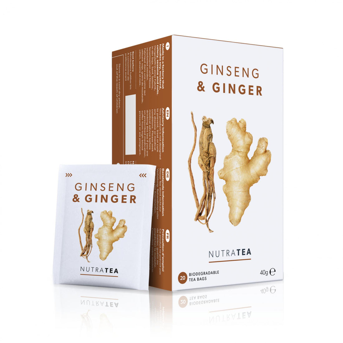 Nutratea Ginseng &amp; Ginger Tea Bags 20 Tea Bags, 40 g