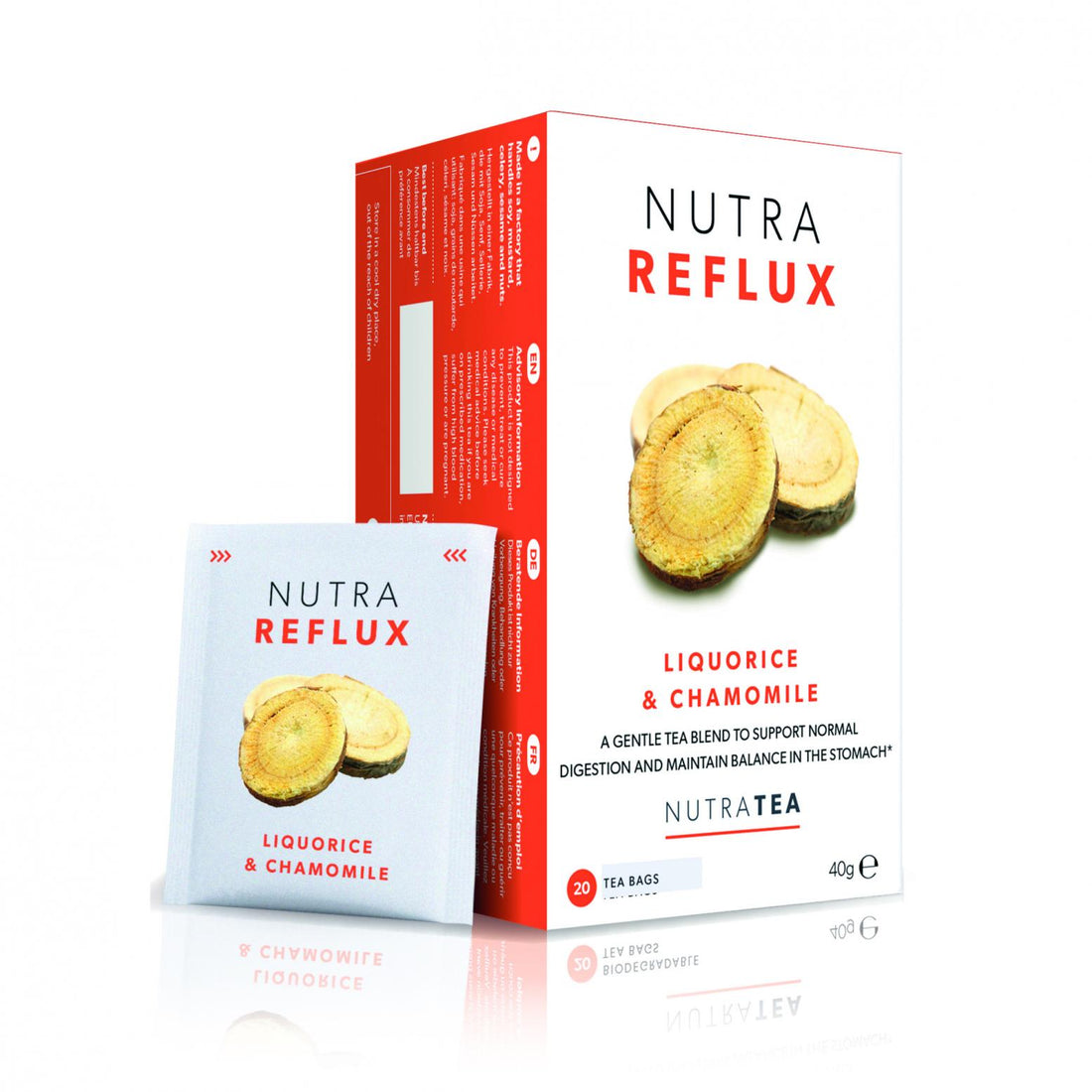 Nutratea Nutra Reflux Liquorice &amp; Chamomile Tea Bags 20 Tea Bags, 40 g