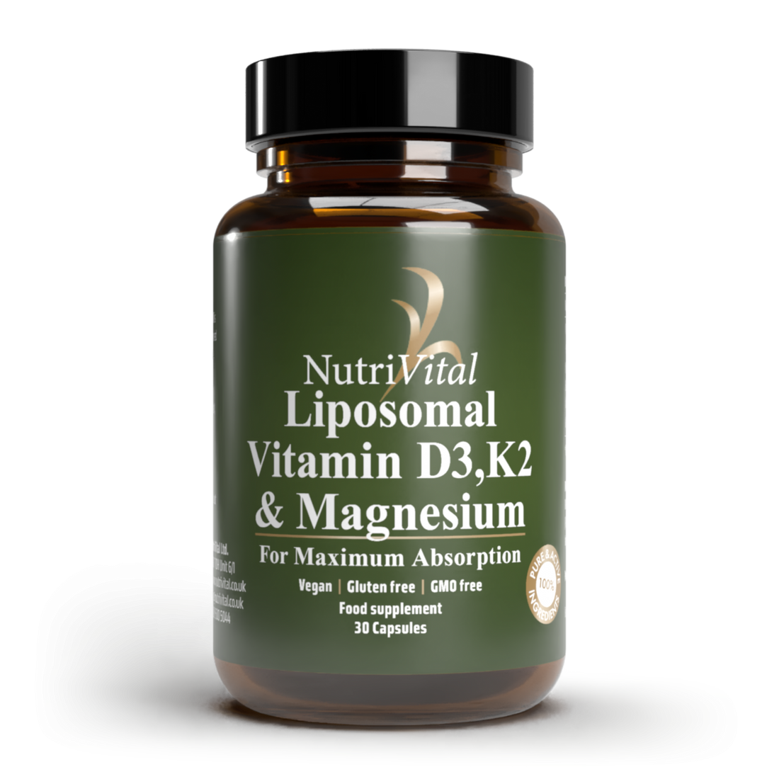 Nutrivital Liposomal Vitamin D3, K2 & Magnesium 30 Capsules