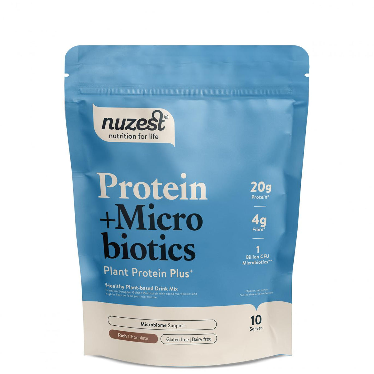 Protein + Microbiotics Rich Chocolate - Rich Chocolate flavor protein powder by Nuzest