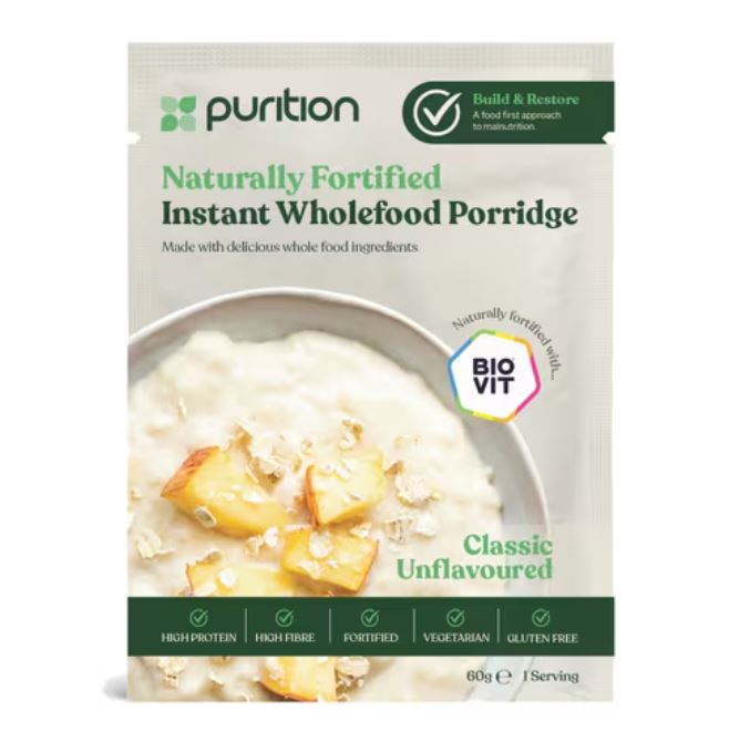 Purition Naturally Fortified Instant Wholefood Porridge Classic Unflavoured