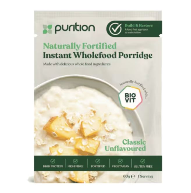 Purition Naturally Fortified Instant Wholefood Porridge Classic Unflavoured