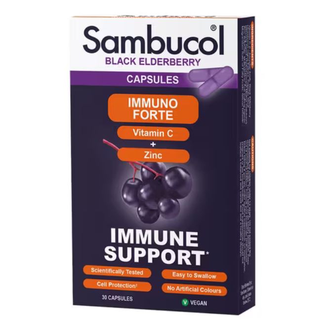 Sambucol Immuno Forte Vitamin C + Zinc Immune Support - 30 Capsules