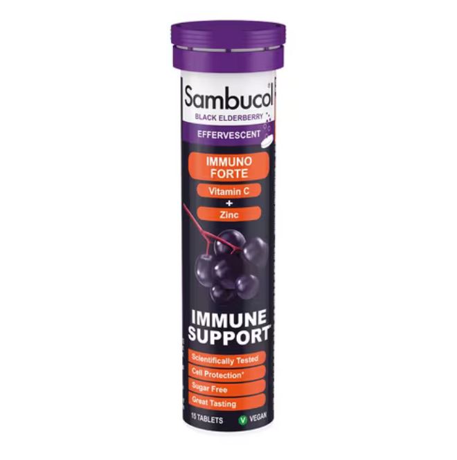 Sambucol Immuno Forte Vitamin C + Zinc Immune Support Effervescent - 15 Tablets