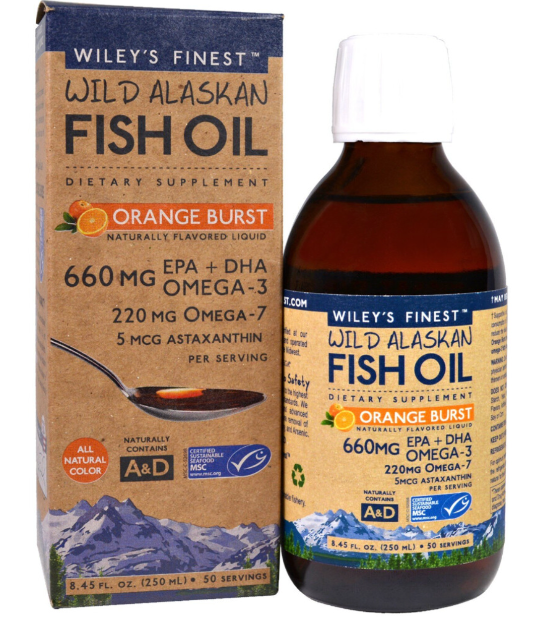 Wiley’s Finest Fish Oil Orange Burst 660mg EPA + DHA Omega-3 250ml BEST BEFORE EXCEEDED