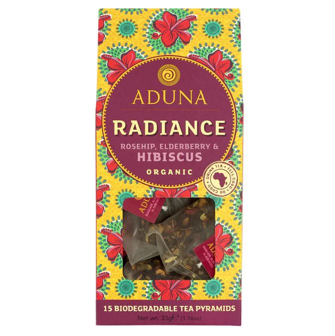 Aduna Radiance Organic Rosehip, Elderberry &amp; Hibiscus Tea – 15 Pyramids