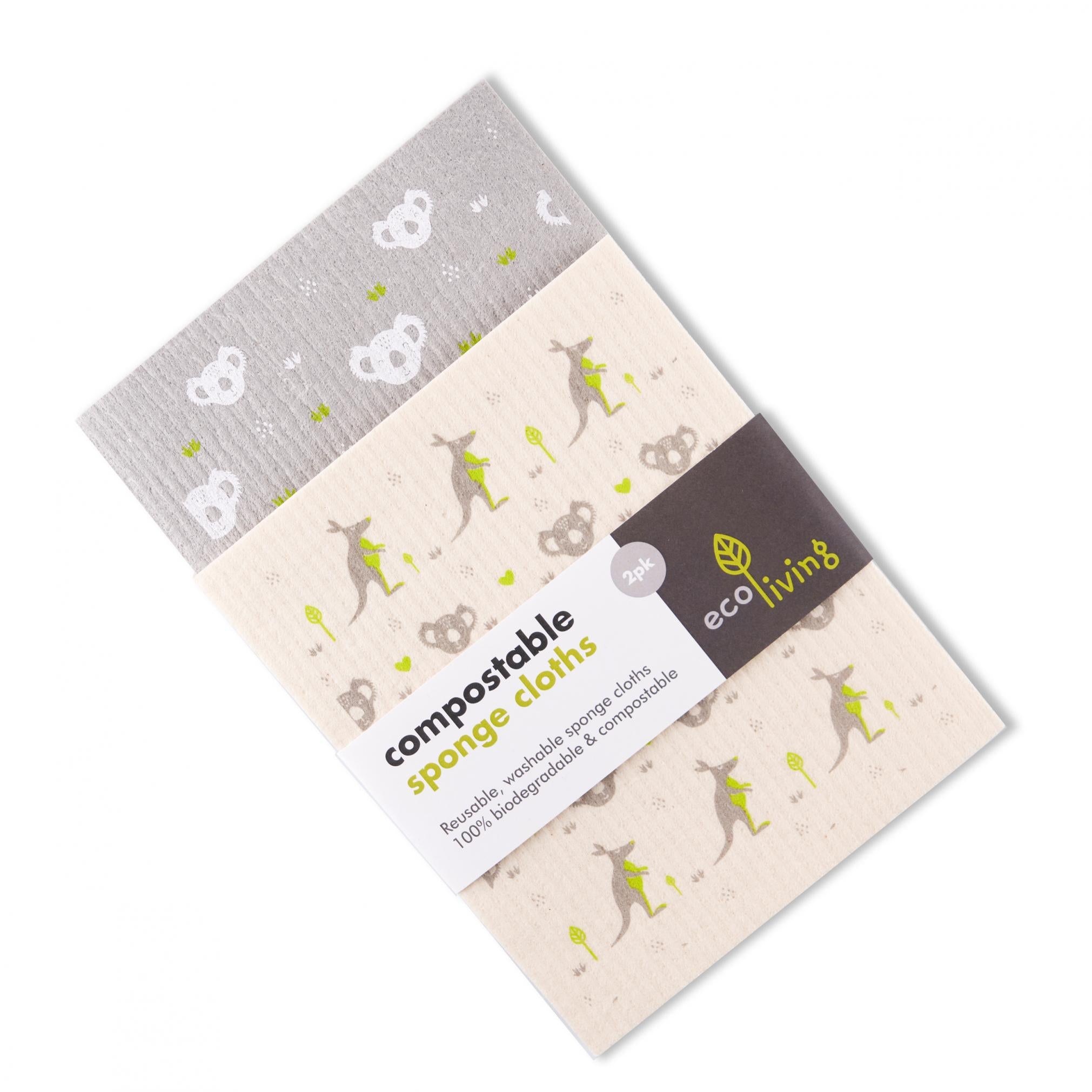 ecoLiving Compostable Sponge Cloths Kangaroos