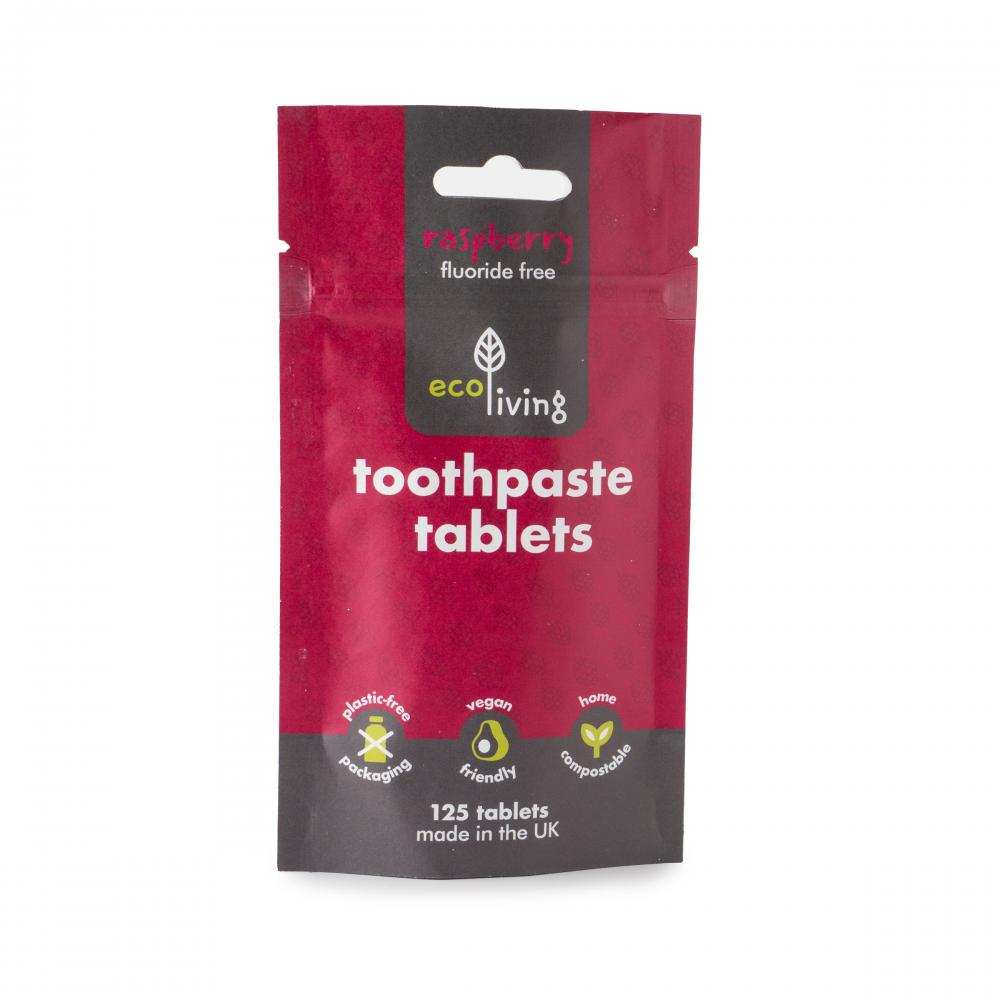 ecoLiving Toothpaste Tablets Raspberry Fluoride Free 125 Tablets