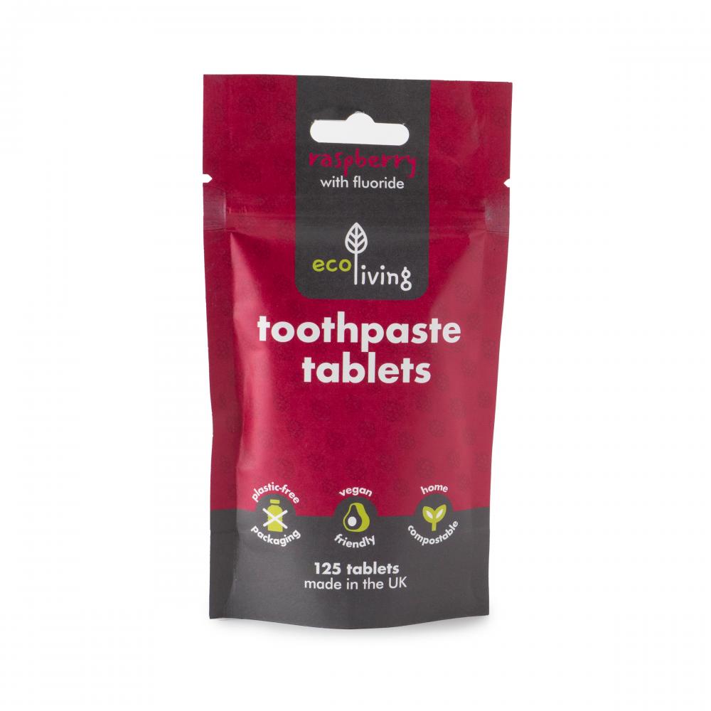 ecoLiving Toothpaste Tablets Raspberry with Fluoride 125 Tablets