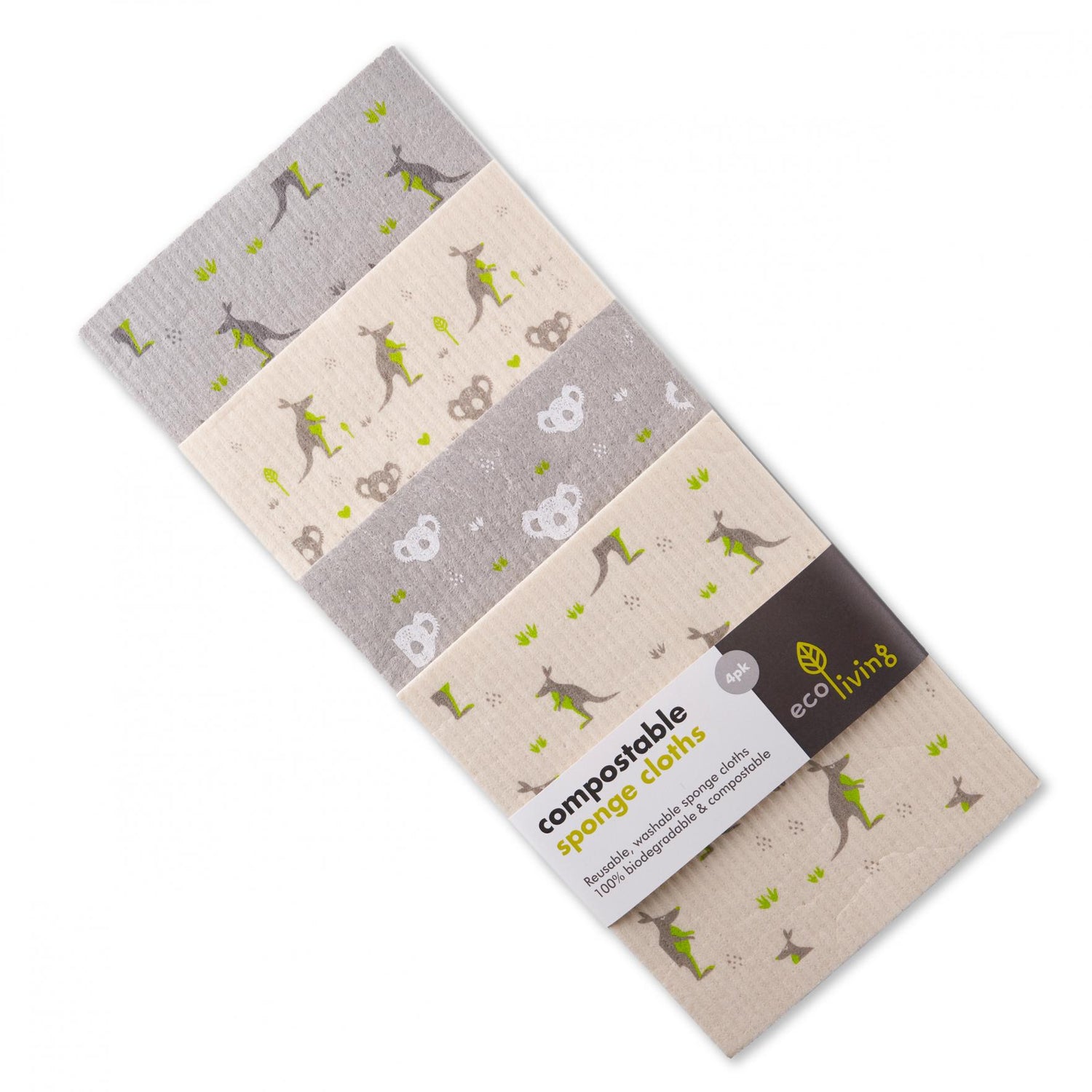 ecoLiving Compostable Sponge Cloths Kangaroos