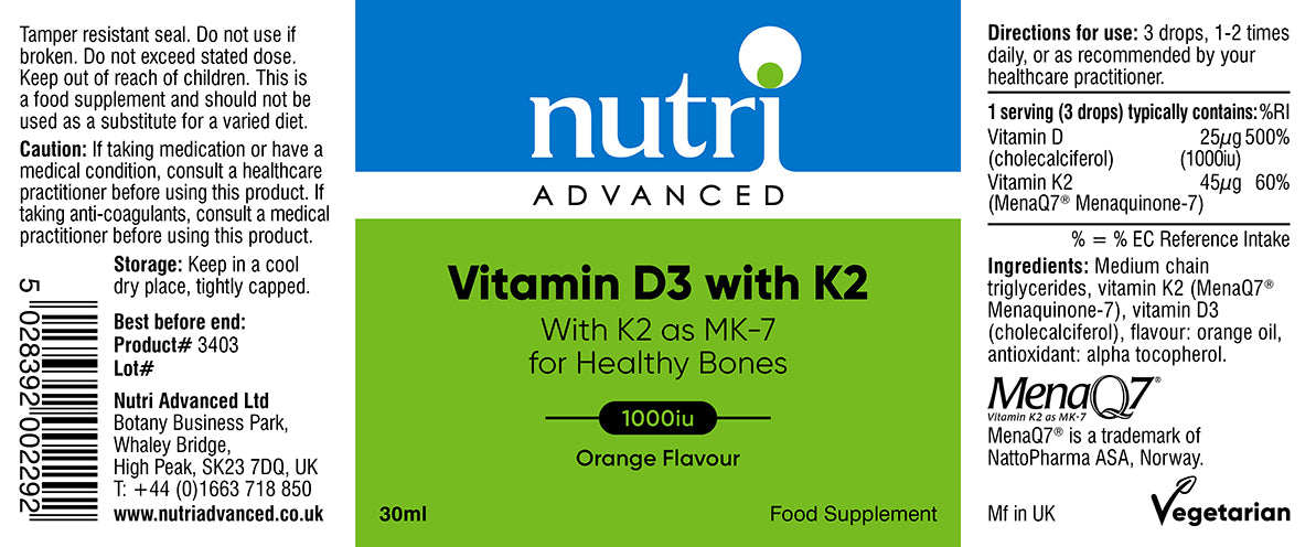 Nutri Advanced Vitamin D3 with K2 Drops Orange 30ml